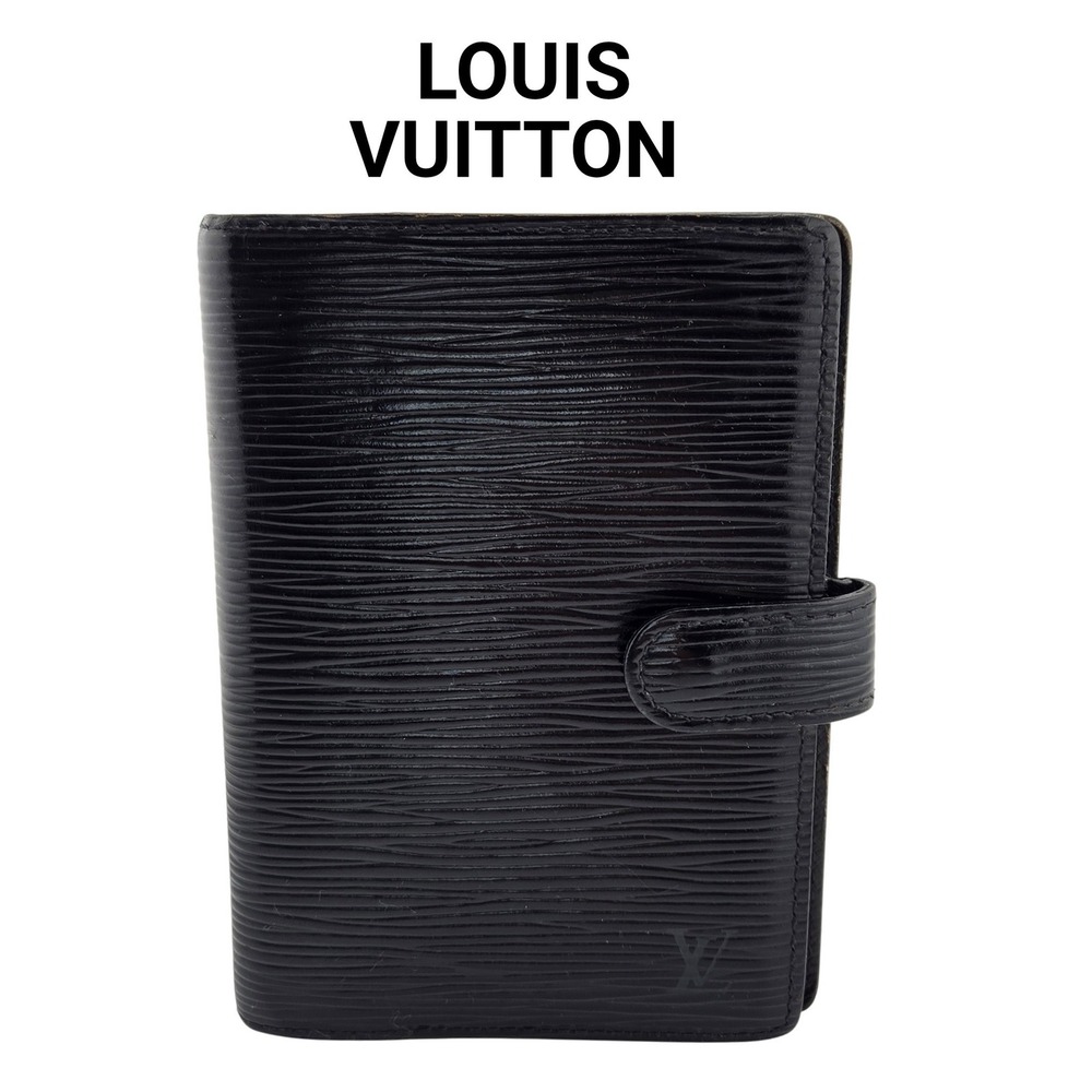 Louis Vuitton Agenda PM Noir Black Epi Leather Ring Planner Cover CA0977